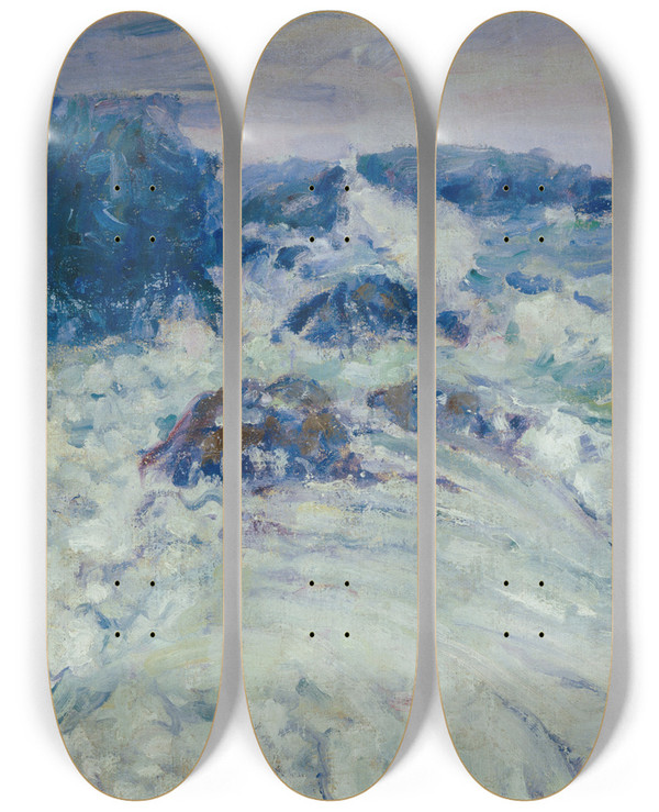 Triptych art skateboard deck of John Peter Russell Rough Sea Morestil_2 by John Peter Russell (1858-1930)