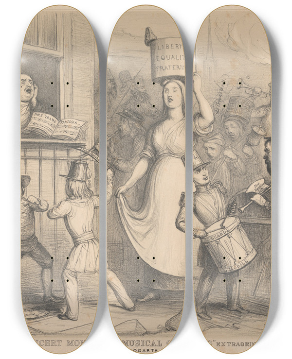 Triptych art skateboard deck of John Doyle Concert Monstre Of Musical Congress Extraordinary by John Doyle (1939)