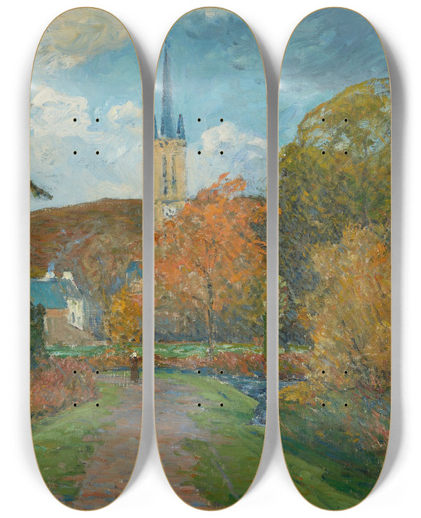 Triptych art skateboard deck of Maxime Maufra Lautomne Saint Jean Du Doigt by Maxime Maufra (1861-1918)