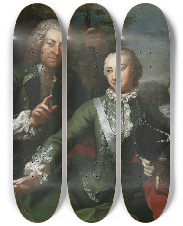 Triptych art skateboard deck of Martin Van Meytens Carl Gustaf Tessin Ulla Sparre Af Sundby Samt Brita Stina Sparre by Martin Van Meytens (1695-1770)