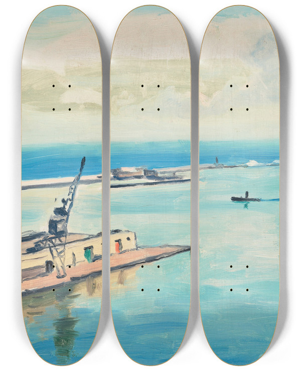Triptych art skateboard deck of Albert Marquet Le Port Dalger_1 by Albert Marquet (1875-1947)