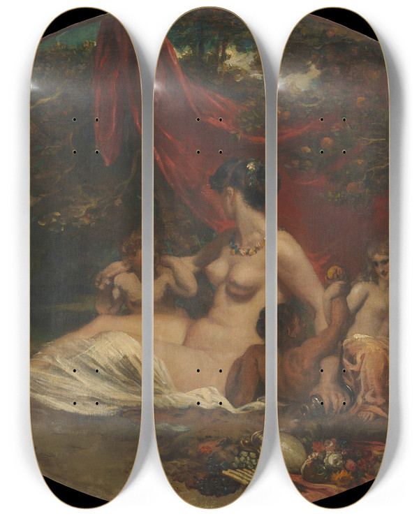 Triptych art skateboard deck of William Etty Allegory by William Etty (1787-1849)