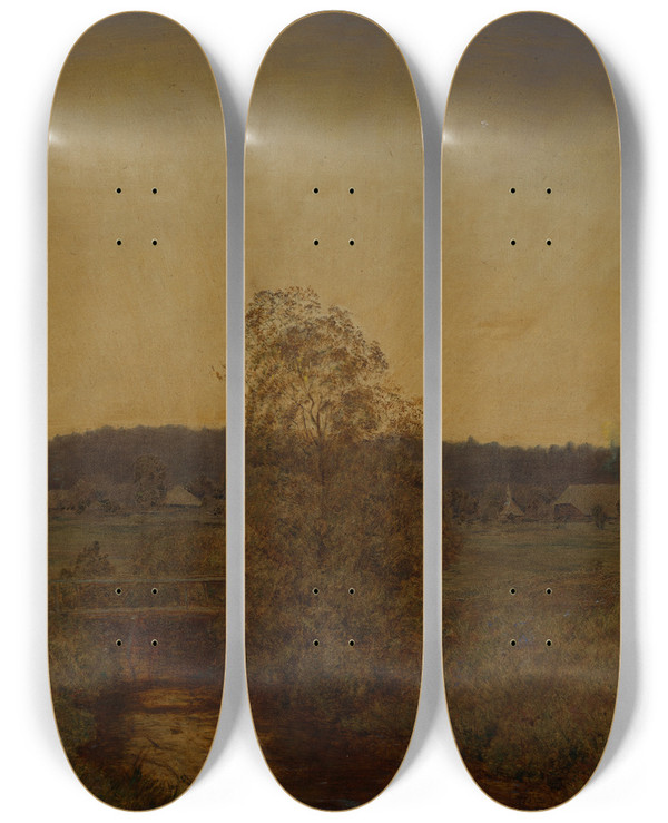 Triptych art skateboard deck of Hans Thoma Der Abendstern by Hans Thoma (1839-1924)