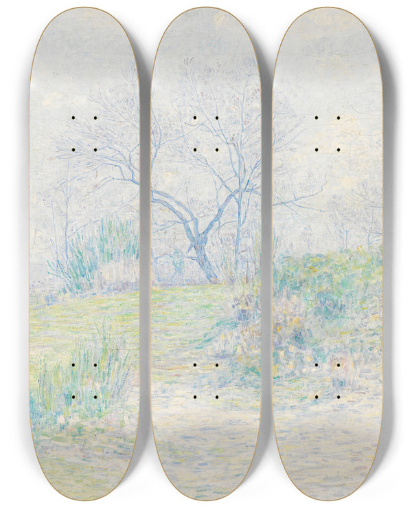 Triptych art skateboard deck of Paul Baum Bume Im Frhling by Paul Baum (1859-1932)