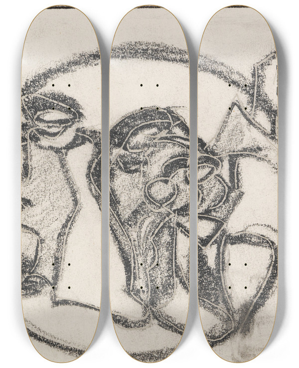 Triptych art skateboard deck of Adolf Hlzel Im Kreis by Adolf Holzel (1853-1934)