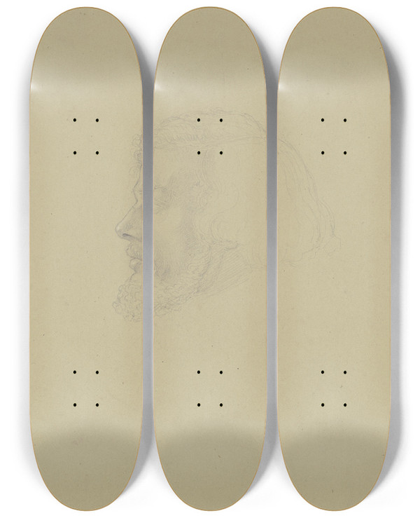 Triptych art skateboard deck of Hermann Wirsing Portrt Des Kupferstechers Und Musikers Christian Siedentopf Aus Frankfurt Am Main by Hermann Wirsing