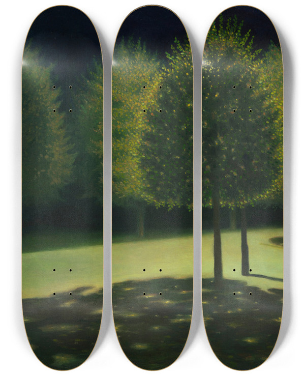 Triptych art skateboard deck of Gustav Wunderwald An Der Heerstrae by Gustav Wunderwald (1882-1945)