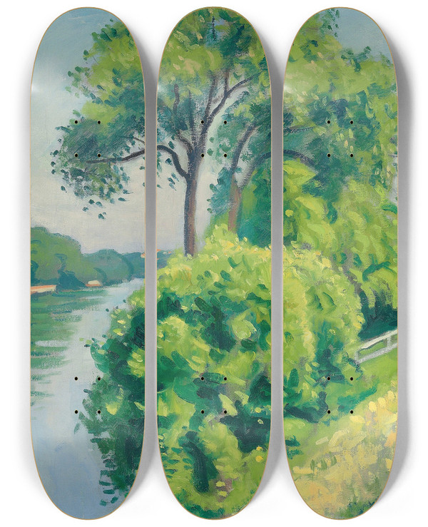 Triptych art skateboard deck of Albert Marquet Le Talus La Frette by Albert Marquet (1875-1947)