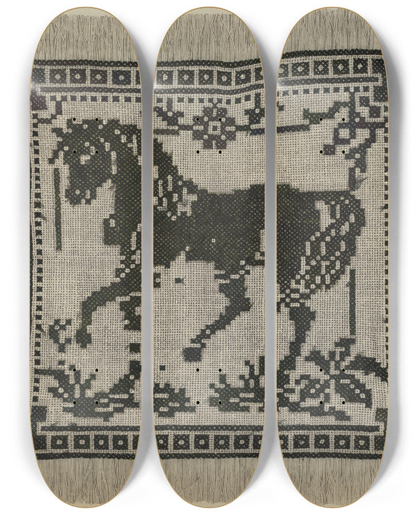 Triptych art skateboard deck of Raymond Manupelli Sampler_2 by Raymond Manupelli