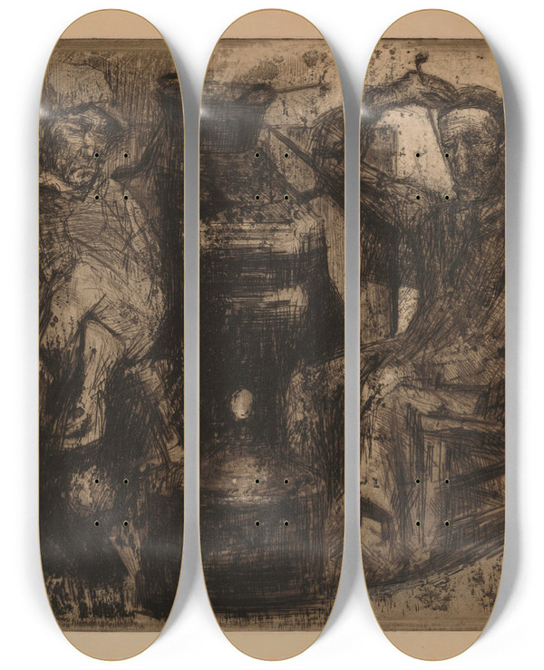Triptych art skateboard deck of Marten Melsen Rest by Marten Melsen