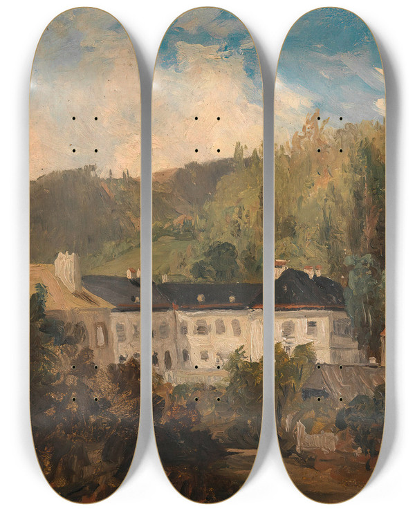 Triptych art skateboard deck of Adalbert Stifter Motiv Aus Neuwaldegg by Adalbert Stifter (1805-1868)