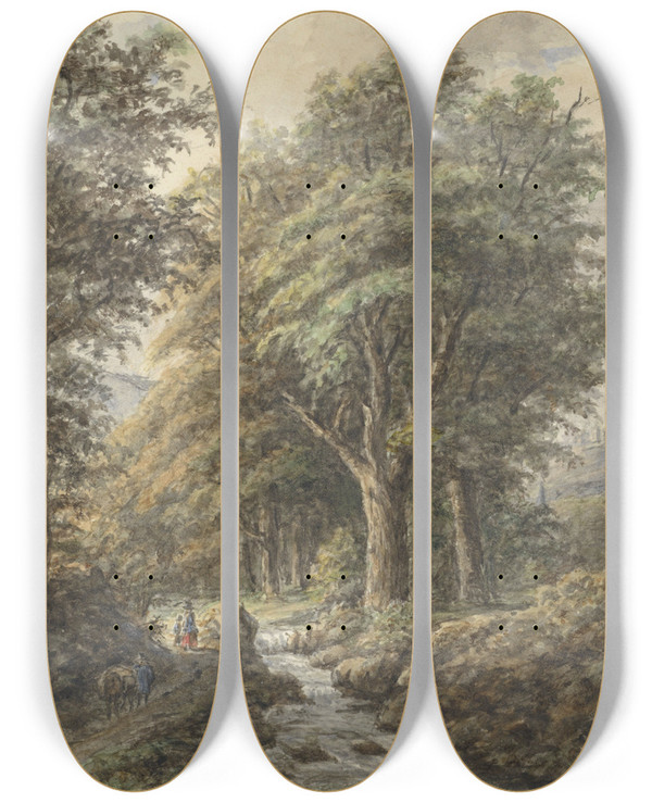 Triptych art skateboard deck of Matthijs Maris Landschap After Johann Bernard Klombeek by Matthijs Maris (1839-1917)