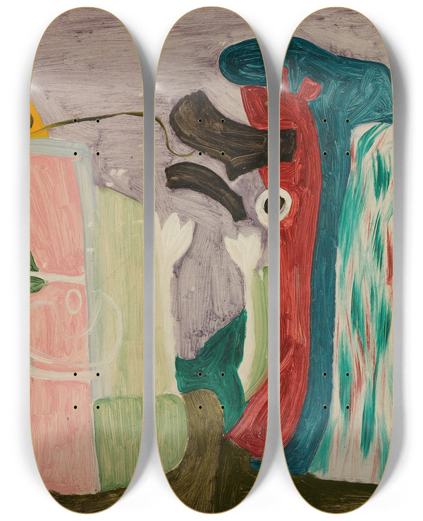 Triptych art skateboard deck of Arne Ekeland Komposisjon by Arne Ekeland (1908-1994)