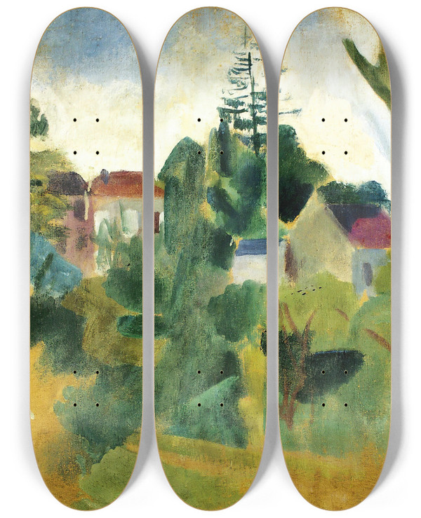 Triptych art skateboard deck of Robert Delaunay Paysage Inachev by Robert Delaunay (1885-1941)