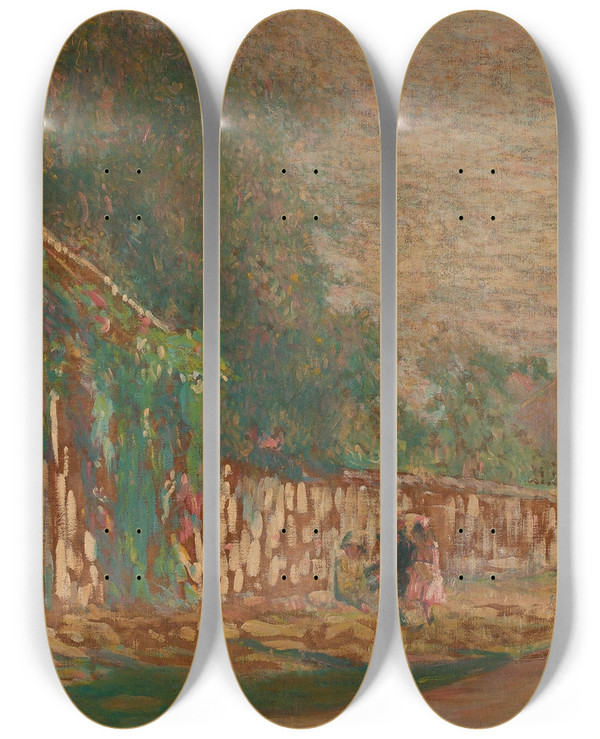 Triptych art skateboard deck of Eliseu Visconti Flores Da Rua by Eliseu Visconti (1866-1944)