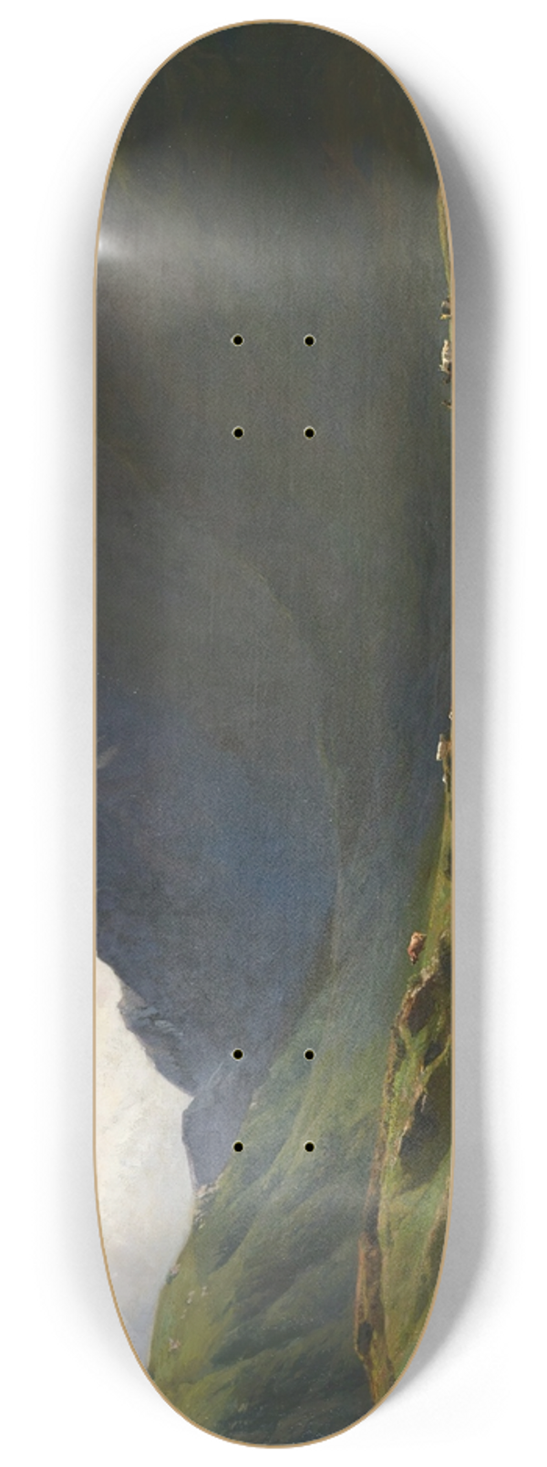 Albert de Meuron - Alpine Landscape With Cows And Goats 8.25 inch art skate deck