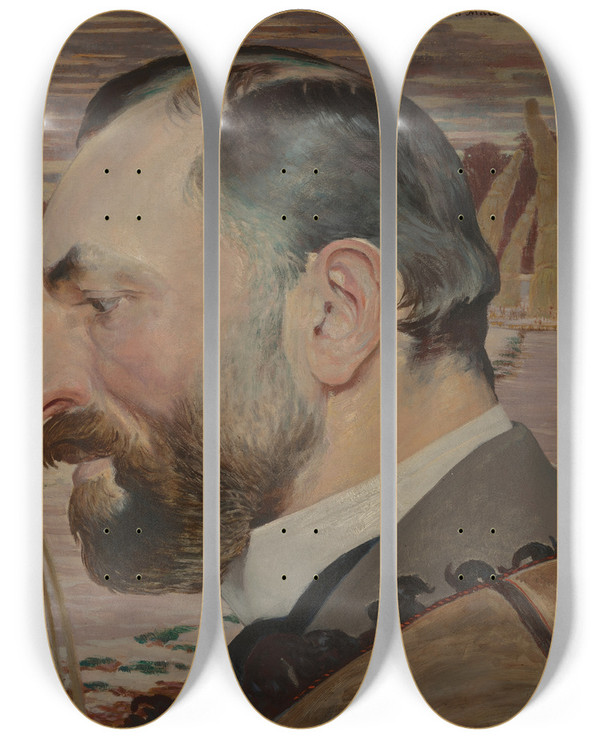 Triptych art skateboard deck of Jacek Malczewski Portrait Of Feliks Jasieski_2 by Jacek Malczewski (1854-1929)