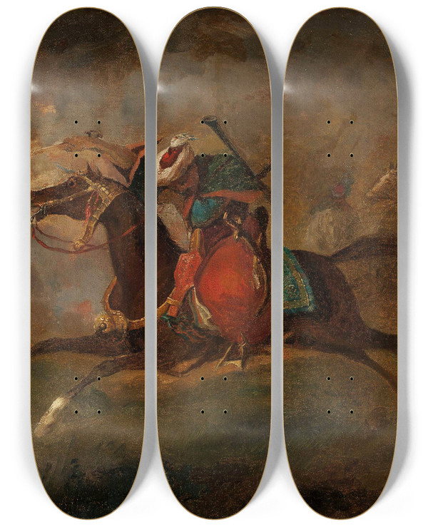 Triptych art skateboard deck of Aleksander Orowski Faris by Aleksander Orlowski (1777-1832)