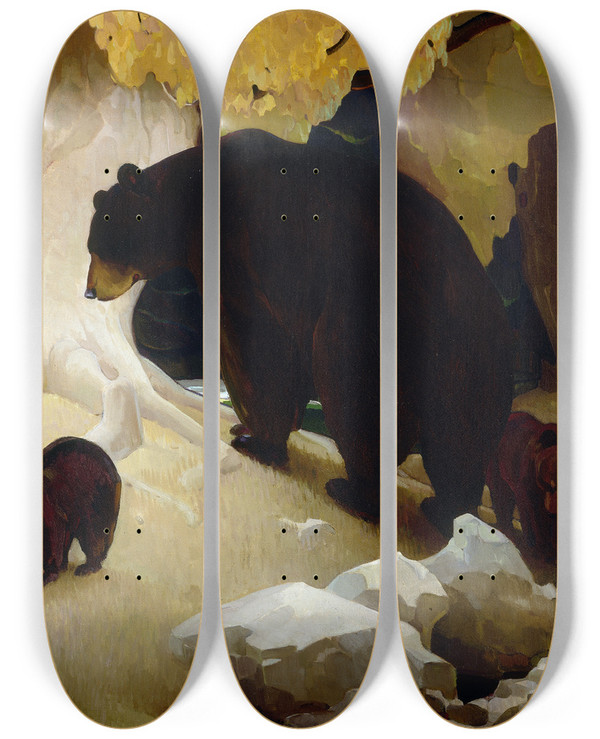 Triptych art skateboard deck of William Herbert Dunton Fall In The Foothills by William Herbert Dunton (1878-1936)