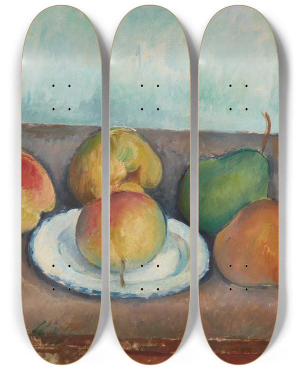 Triptych art skateboard deck of Paul Czanne Nature Morte Pommes Et Poires by Paul Cezanne (1839-1906)
