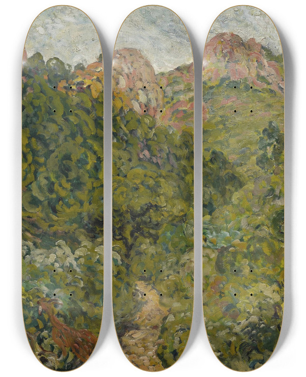 Triptych art skateboard deck of Louis Valtat Paysage Du Midi by Louis Valtat (1869-1952)