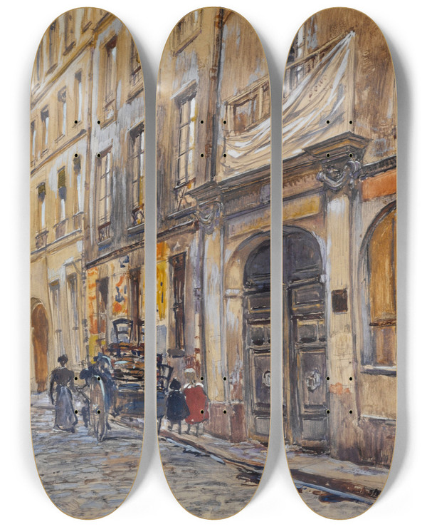 Triptych art skateboard deck of Frdric Houbron Entre De Lancien Cimetire Saintandr 13 Rue Suger En 1906 6Me Arrondissement by Frederic Houbron (1851-1908)