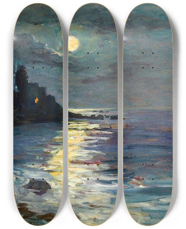 Triptych art skateboard deck of Lilly Walther Meri Kuuvalgel by Lilly Walther (1866-1946)