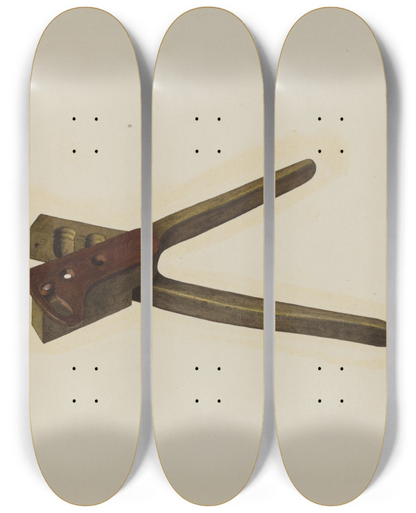 Triptych art skateboard deck of Fred Hassebrock Brass Bullet Mold by Fred Hassebrock