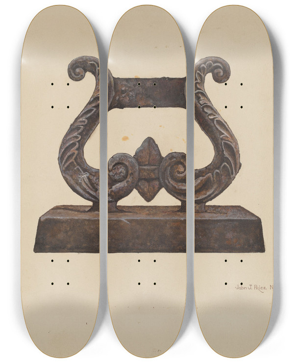 Triptych art skateboard deck of John Price Foot Scraper by John Price