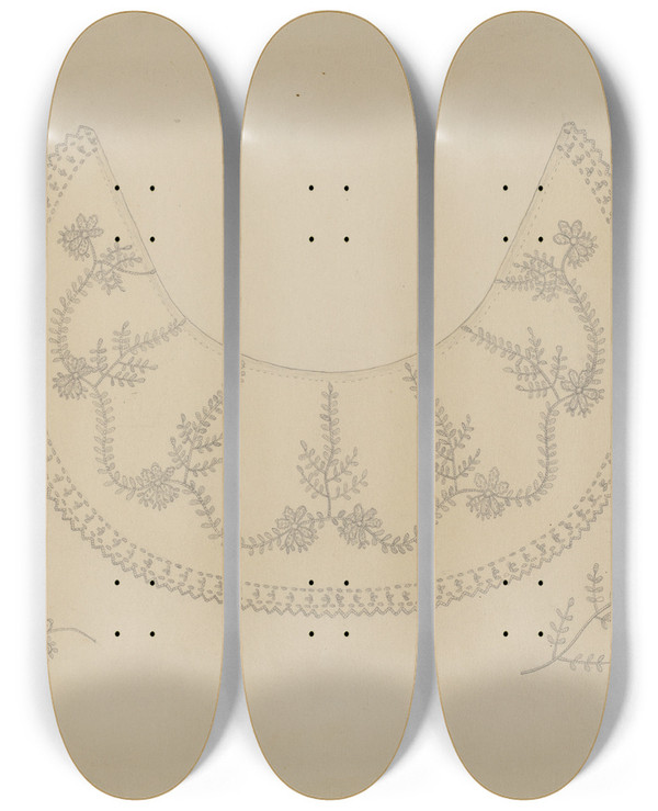 Triptych art skateboard deck of Marie Famularo Collar_4 by Marie Famularo