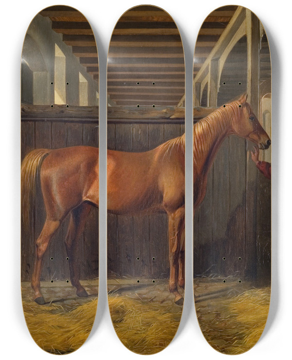 Triptych art skateboard deck of Fritz Thomsen La Danseuse by Fritz Thomsen (1819-1891)
