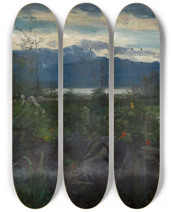 Triptych art skateboard deck of Ludwig Von Lfftz Grtchen Am See by Ludwig Von Lofftz