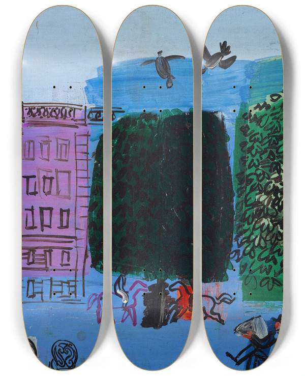 Triptych art skateboard deck of Raoul Dufy Lavenue Du Bois by Raoul Dufy (1877-1953)