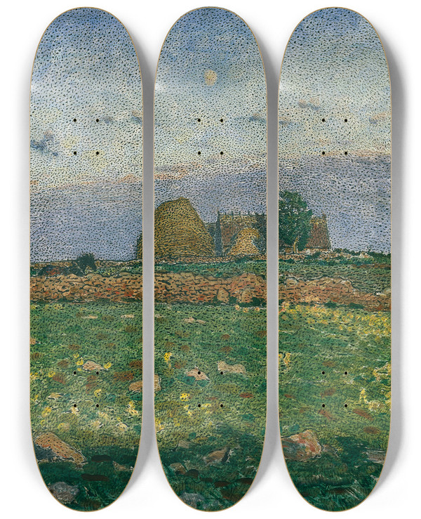 Triptych art skateboard deck of Nils Kreuger Rest by Nils Kreuger (1858-1930)
