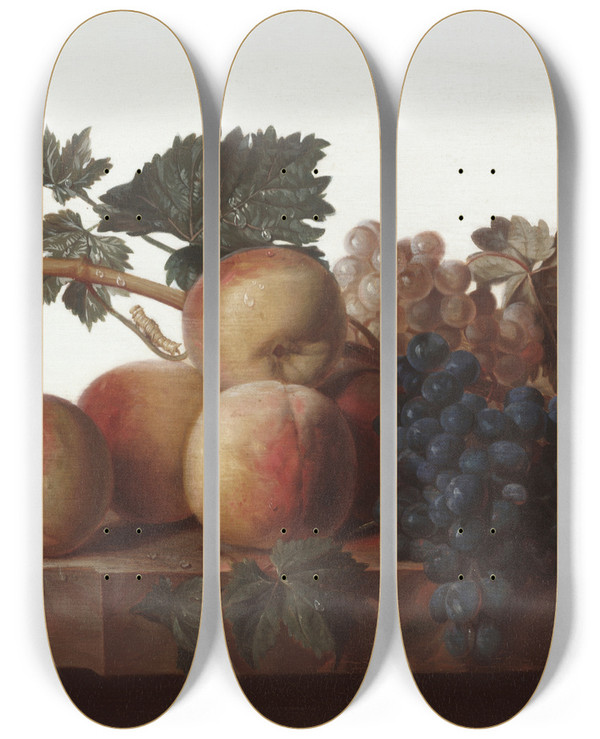 Triptych art skateboard deck of John Johnston Still Life by John Johnston (1753-1818)