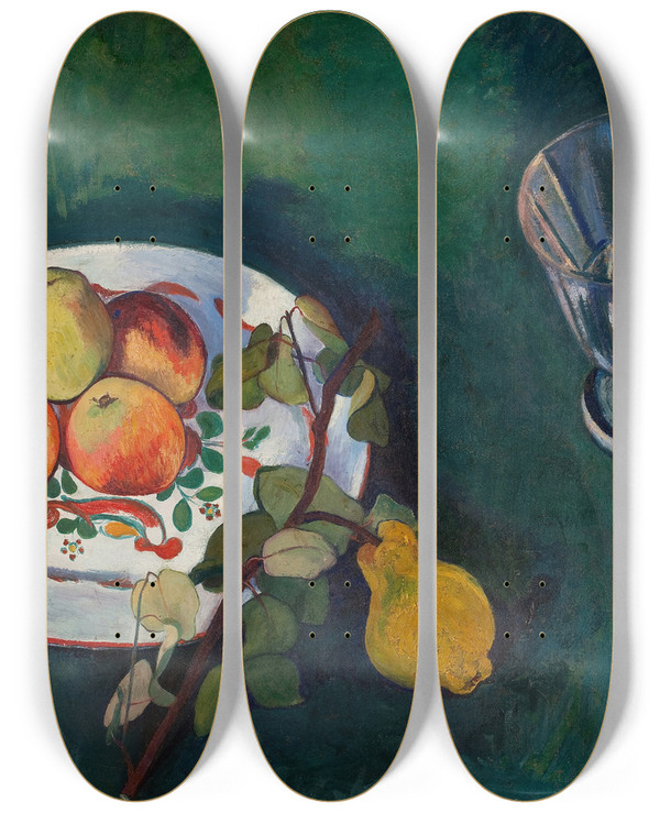 Triptych art skateboard deck of Suzanne Valadon Still Life With Fruit And Glass by Suzanne Valadon (1865-1938)