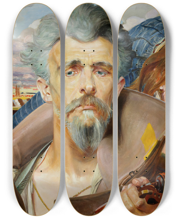 Triptych art skateboard deck of Jacek Malczewski Music Central Section Of The Triptych by Jacek Malczewski (1854-1929)