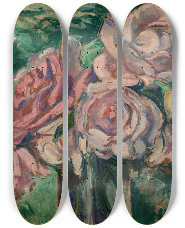 Triptych art skateboard deck of Emile Othon Friesz Roses by Emile Othon Friesz (1879-1949)