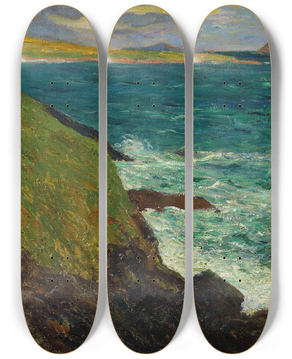 Triptych art skateboard deck of Maxime Maufra Bords De La Cte Saintjeandudoigt Bretagne by Maxime Maufra (1861-1918)