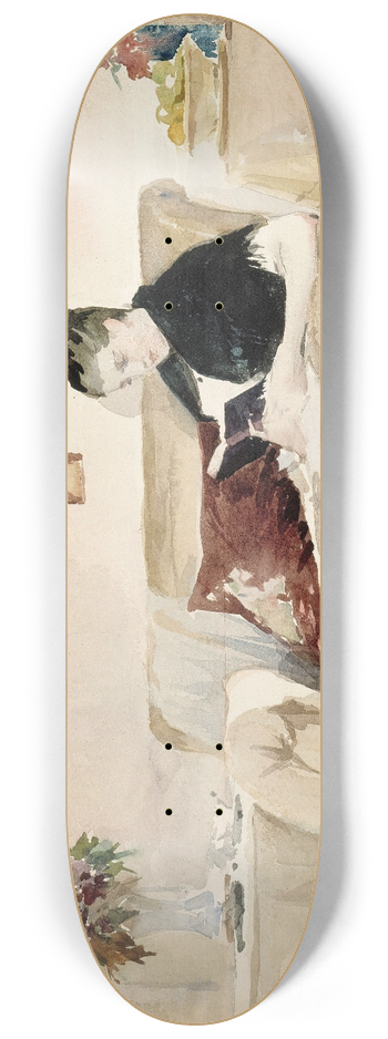 Albert Edelfelt - Artists Wife Reading On The Sofa 8.25 inch art skate deck
