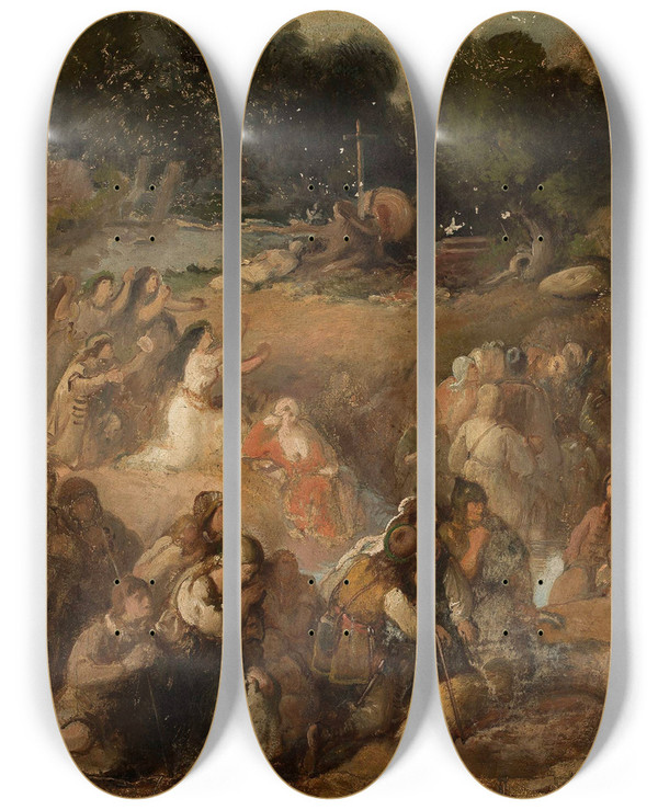 Triptych art skateboard deck of Wadysaw Uszczkiewicz Baptism Of Lithuania by Wadysaw uszczkiewicz (1828-1900)