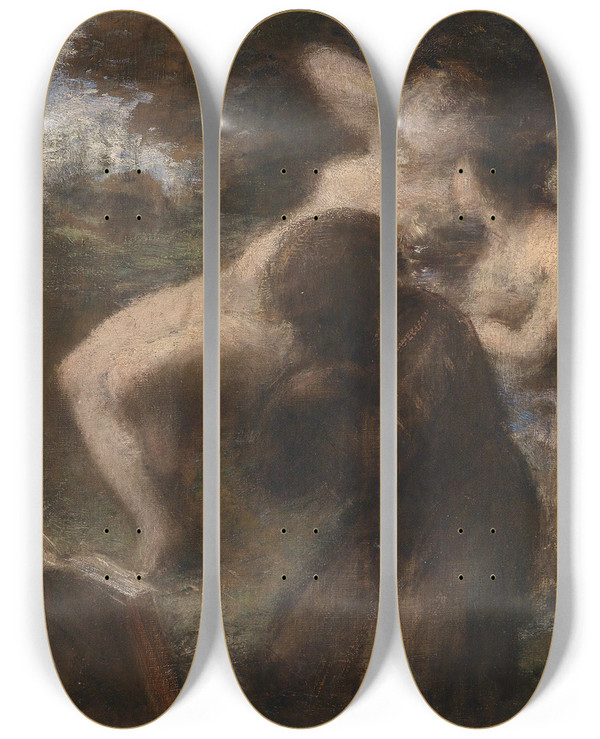 Triptych art skateboard deck of Henri Fantinlatour Temptation Of St Anthony_1 by Henri Fantin-Latour (1836-1904)
