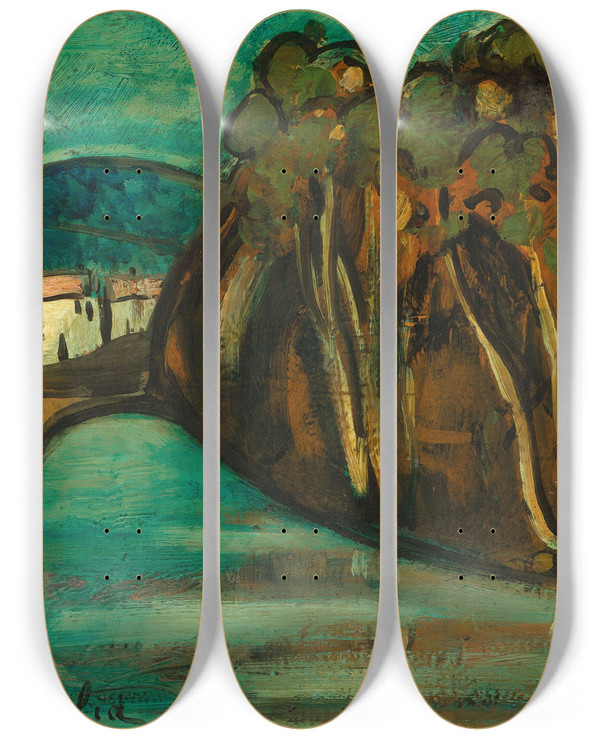 Triptych art skateboard deck of Francis Picabia Paysage by Francis Picabia (1879-1953)