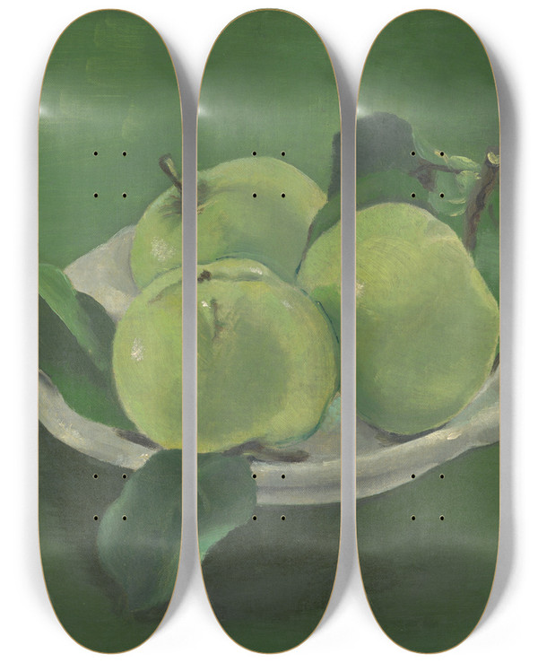 Triptych art skateboard deck of Mikul Galanda Still Life With Apples by Mikulas Galanda (1895-1938)