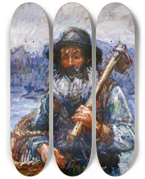 Triptych art skateboard deck of John Peter Russell Mon Ami Polite by John Peter Russell (1858-1930)