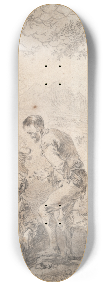 Abraham Jansz. Begeyn - Farmers in a landscape 8.25 inch art skate deck