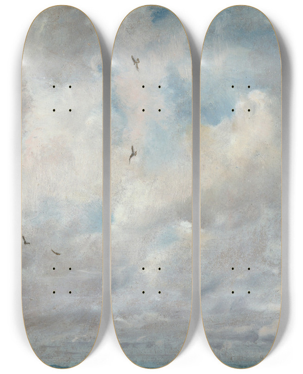 Triptych art skateboard deck of John Constable Cloud Study_2 by John Constable (1776-1837)