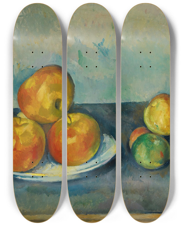 Triptych art skateboard deck of Paul Czanne Les Pommes by Paul Cezanne (1839-1906)