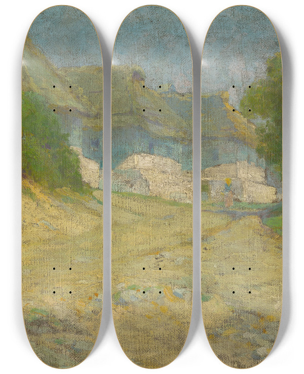 Triptych art skateboard deck of Udovt Ordk Village by udovt ordk (1865-1937)