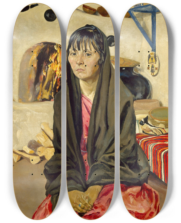 Triptych art skateboard deck of Walter Ufer Anna by Walter Ufer (1876-1936)